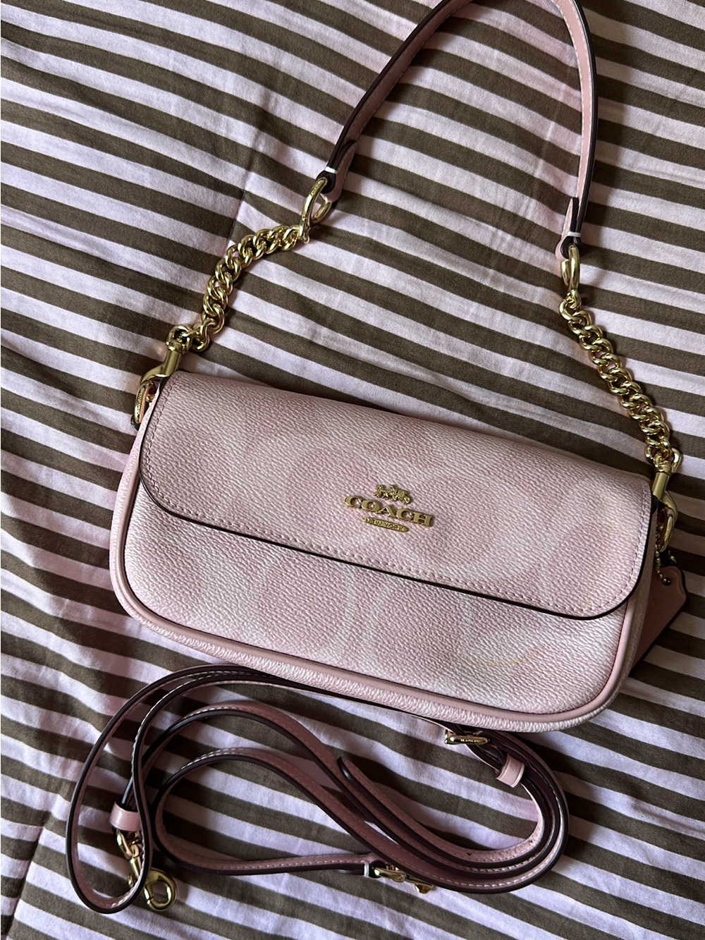 Coach Blush Pink Signature Chain Crossbody Bag